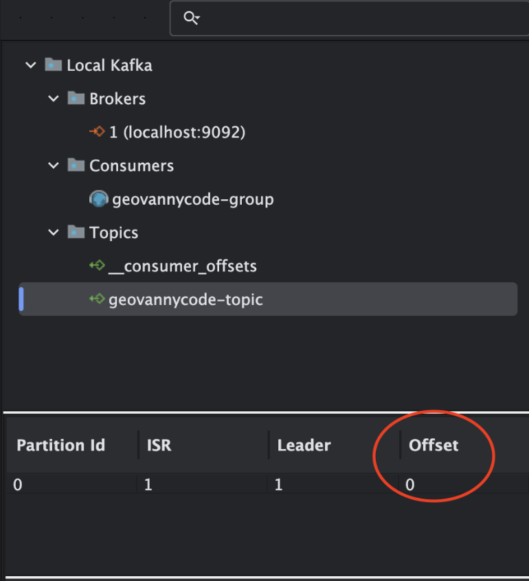 Figura #4: Vista del panel Kafkalytic con el offset actualizado